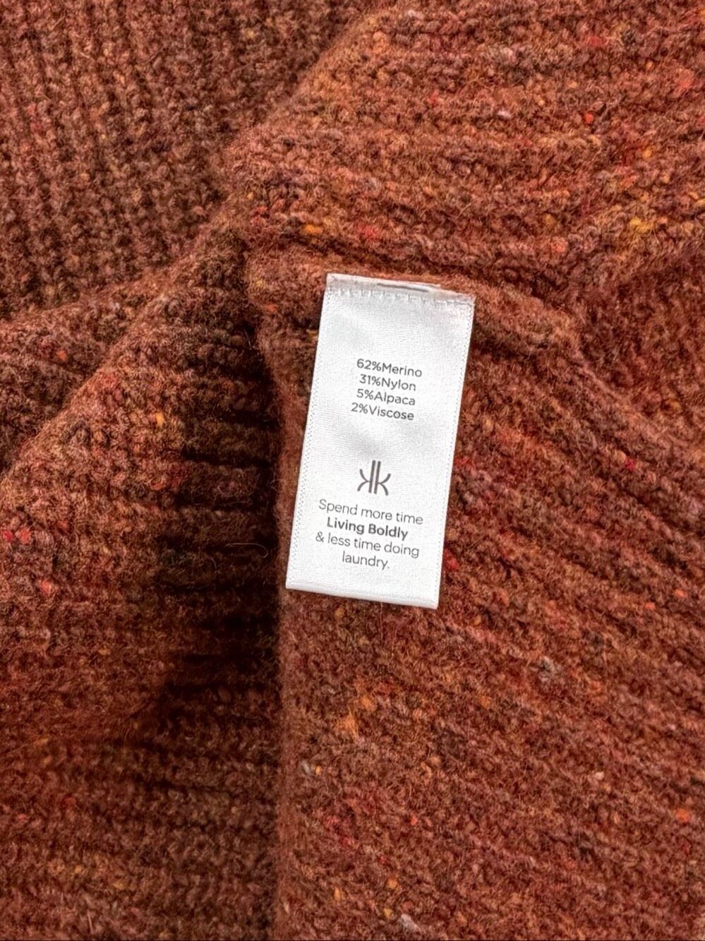 Krimson Klover Snowcat 1/4 Zip Sweater Size Medium Merino Alpaca Rust Stripe Ski - Picture 10 of 11
